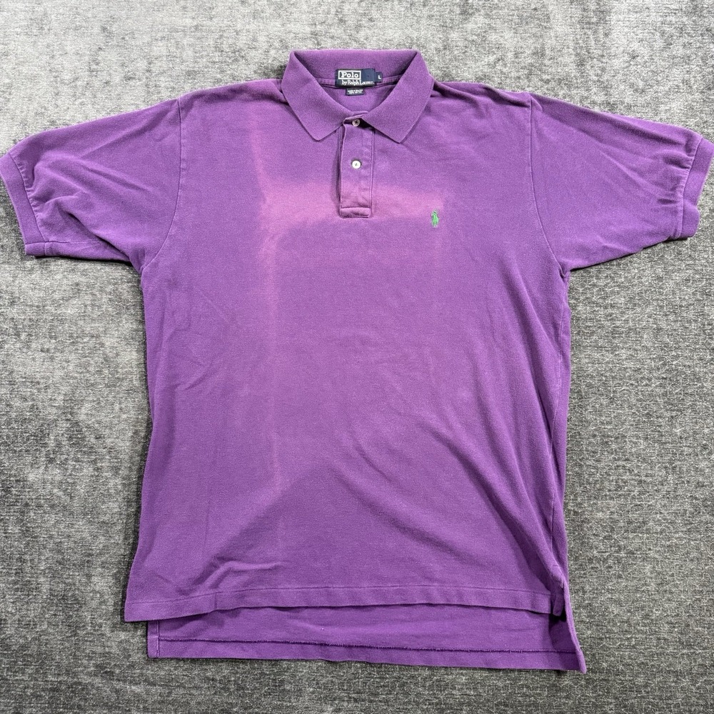 Vintage Polo by Ralph Lauren Men's Purple Polo Green Logo Size Large 100% Cotton